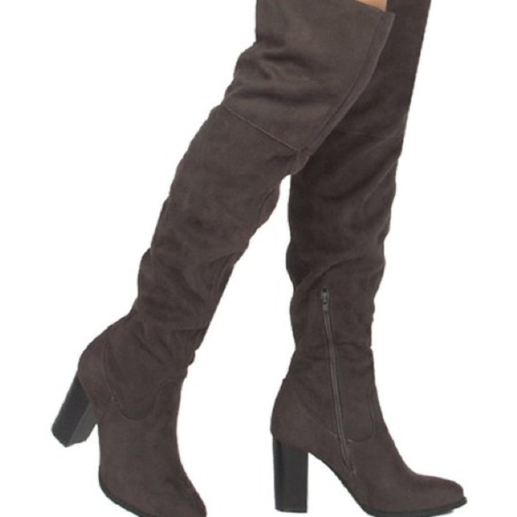 Qupid Shoes - Qupid Charcoal Zinc Women’s Over The Knee Boots